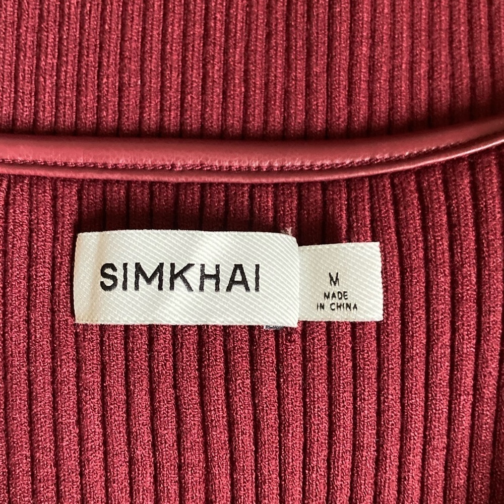 Simkhai Cobain Tank Oxblood Red NWOT Ribbed with Faux Leather Trim - Picture 12 of 16